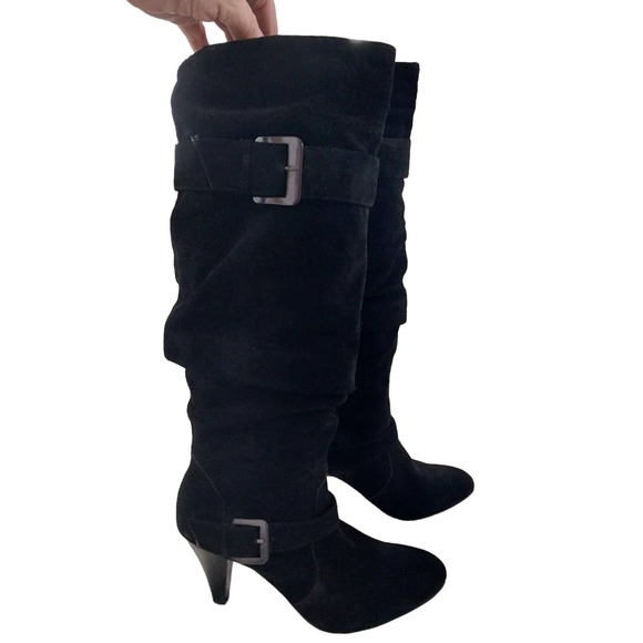 GIANI BINI! RICH BLACK SUEDE LEATHER SCRUNCHY BOOTS! SZ 7M - Picture 10 of 12